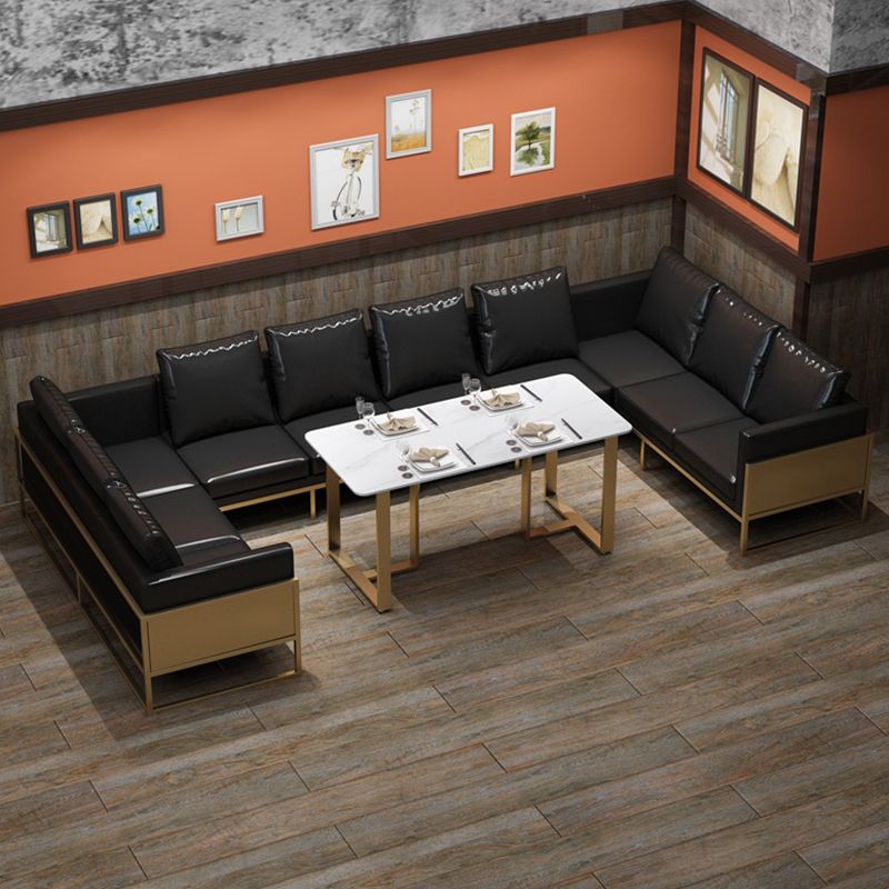 Industriële eettafel gesinterde stenen tafel met dubbele voetstuk voor eetkamer