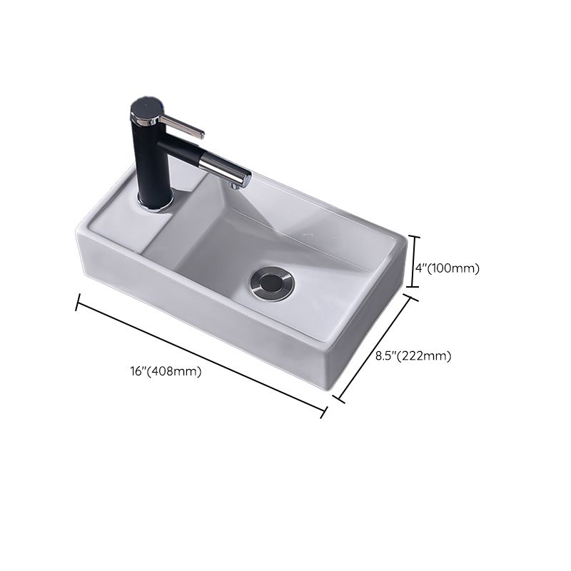 Modern Vessel Bathroom Sink Rectangular Porcelain Basin Sink (Not Include Faucet)