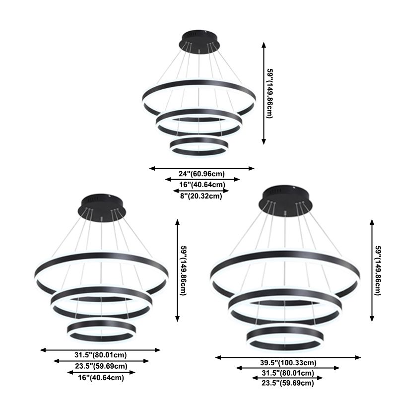 Schwarzstufte Metallkreis Decke Anhänger zeitgenössische Deckenbeleuchtung