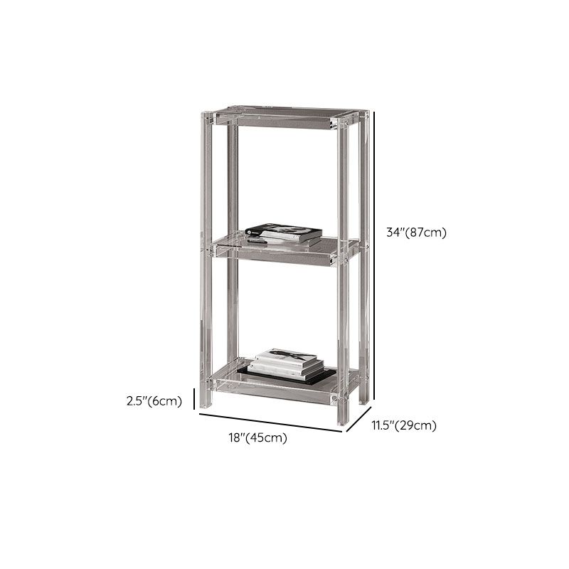 Contemporary Open Back Standard Bookshelf Acrylic Bookcase with Shelves