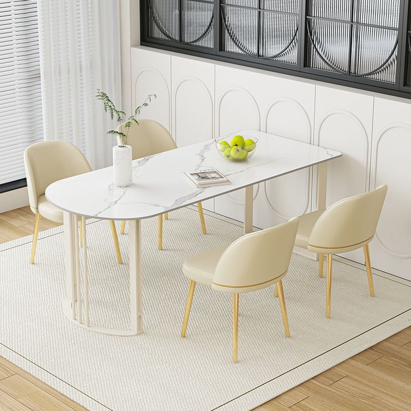 Contemporary Dining Room Dinner Table 4 Legs Stone Dining Table