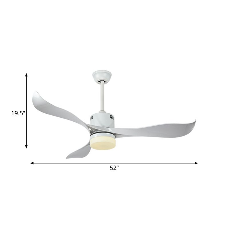 Weiße kreisförmige Hängelüfter Licht zeitgenössisches Metall LED Wohnzimmer Semi Flush Mount Decke mit 3 Klingen, 52 "breit