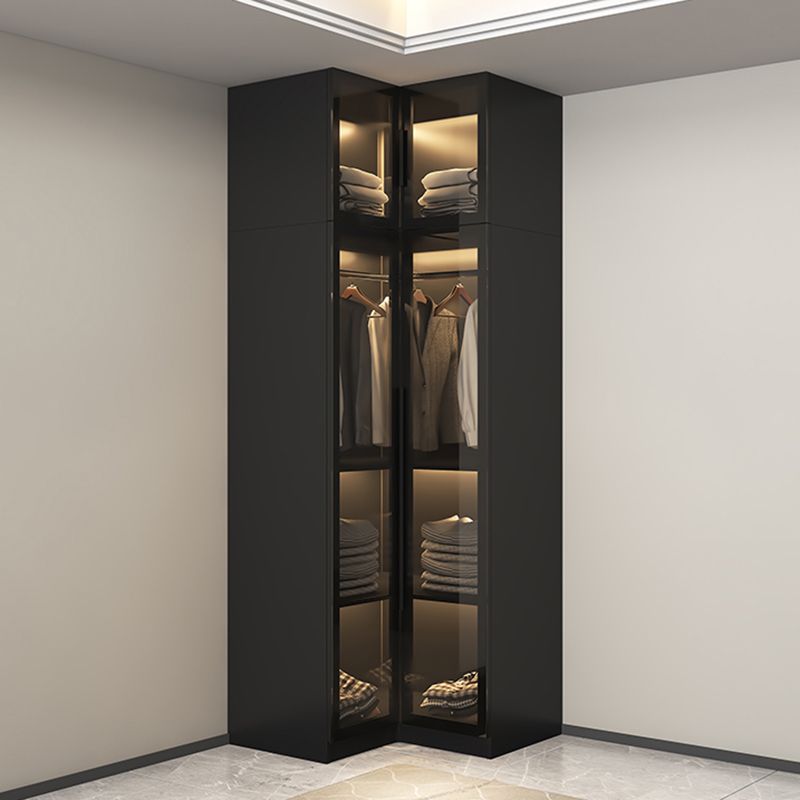 Modern Style Wardrobe Black Colour Glass Wardrobe Closet for Bedroom