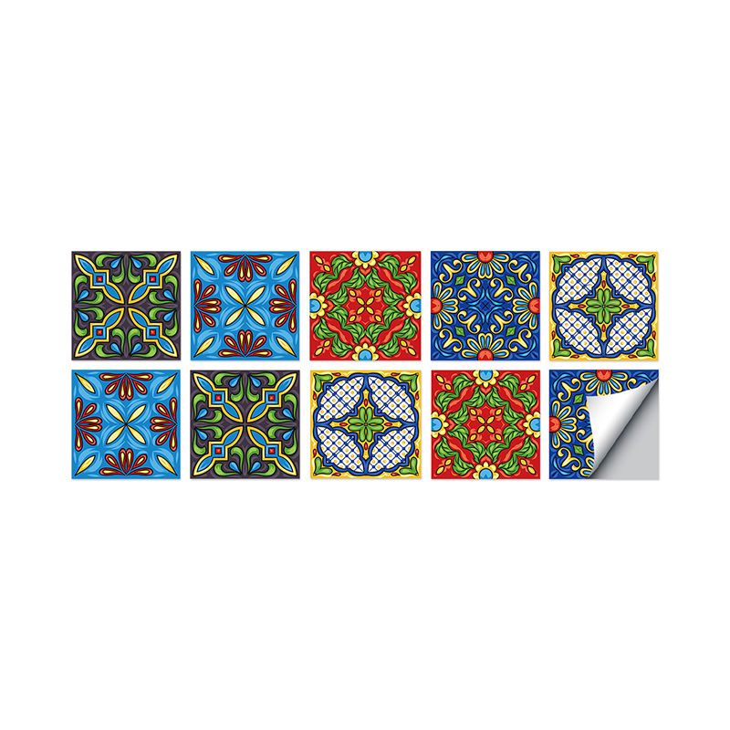 Exotic Floral Wallpaper Panel Set for Kitchen, Multicolored, 8' L x 8" W, Peel and Stick