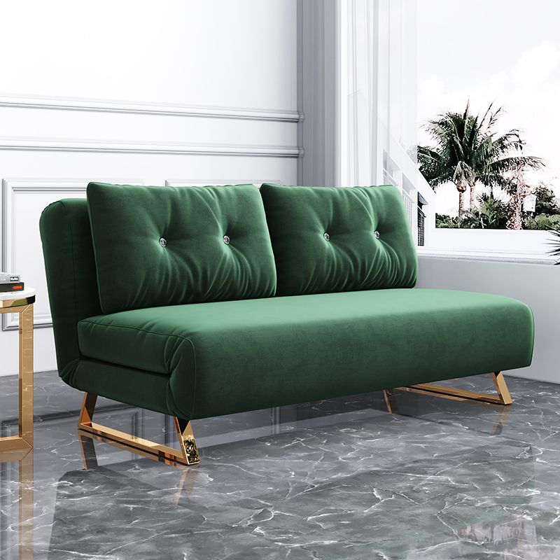 Cushion Back Futon Sofa Bed Pillow Included Sleeper Sofa with Gold Leg