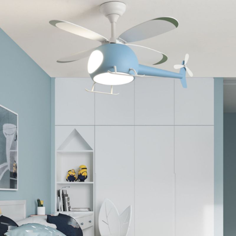 Vliegtuigvorm Metalen plafondventilatoren Kidstijl Multi -lichten plafondventilatorlamp