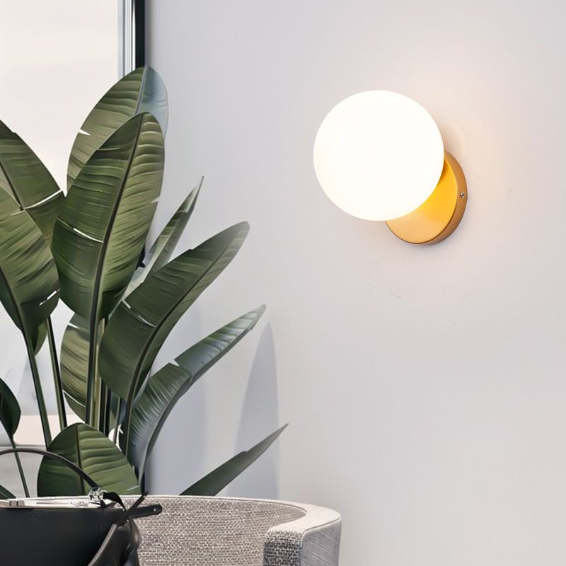 Minimalism Style Glass Ball Sconce Light Fixtures One Head Wall Lamp for Bedroom