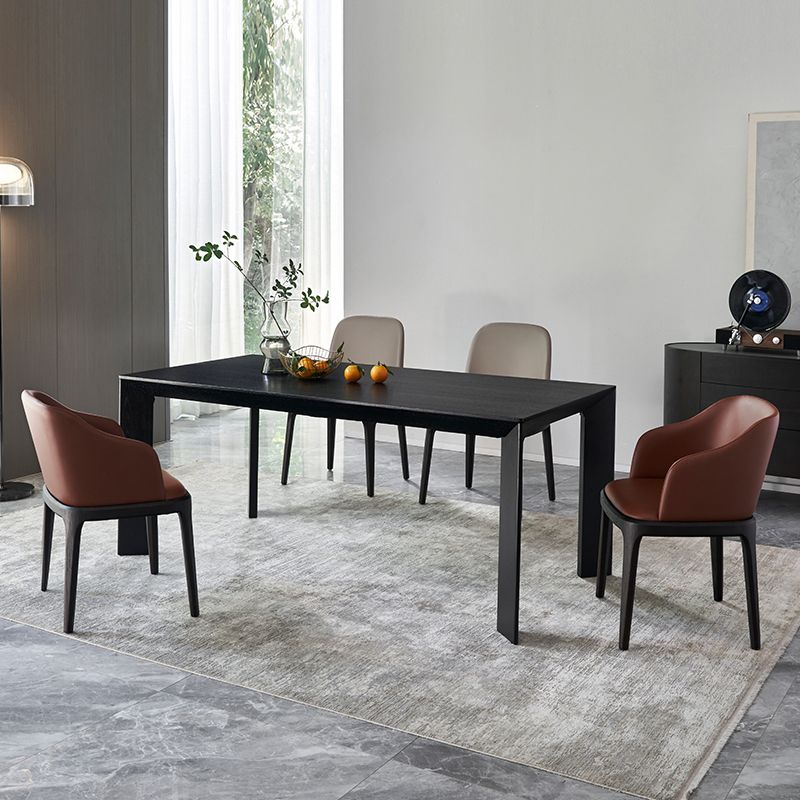 Mesa moderna de madera de fresno en negro para mesa de comedor rectangular de restaurante con 4 patas