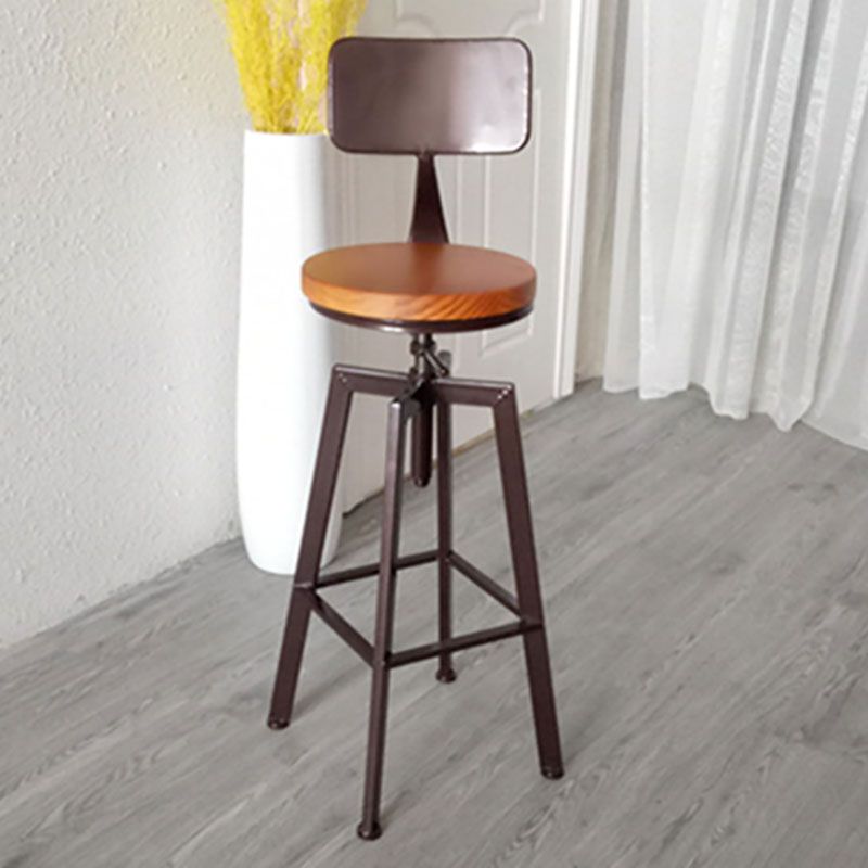 Armless Rotatable Bar Chair Modern Round Seat Bar Stool with Metal Footrest