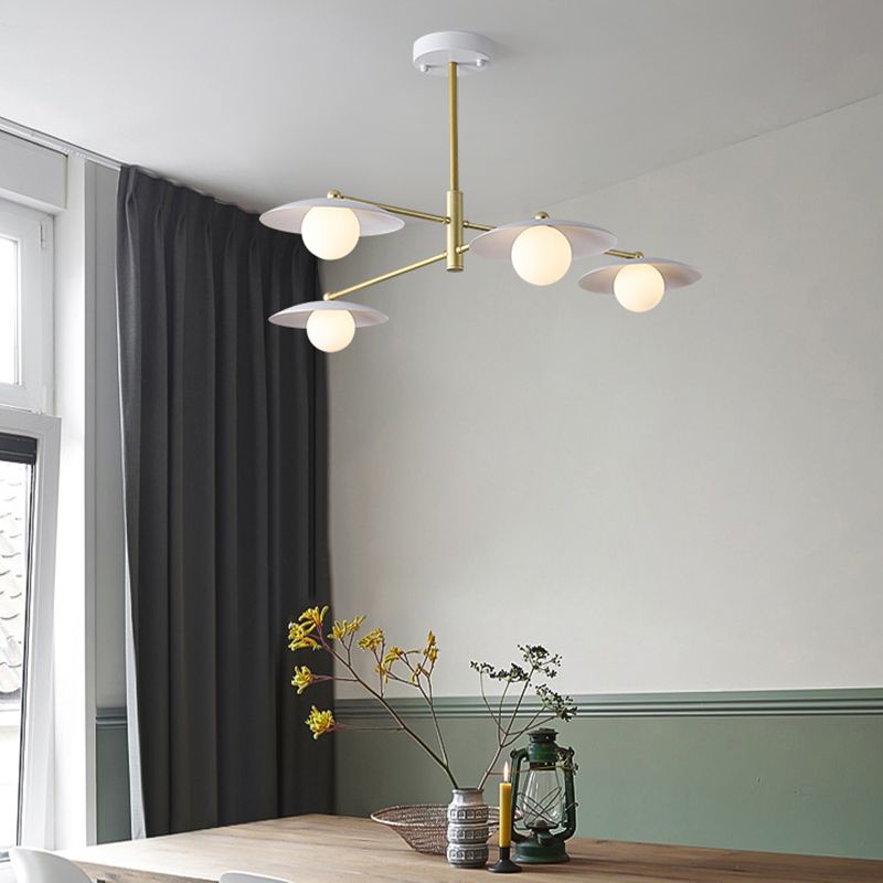 Modern Globe Chandelier White Glass Multi Light Chandelier Pendant for Dining Room