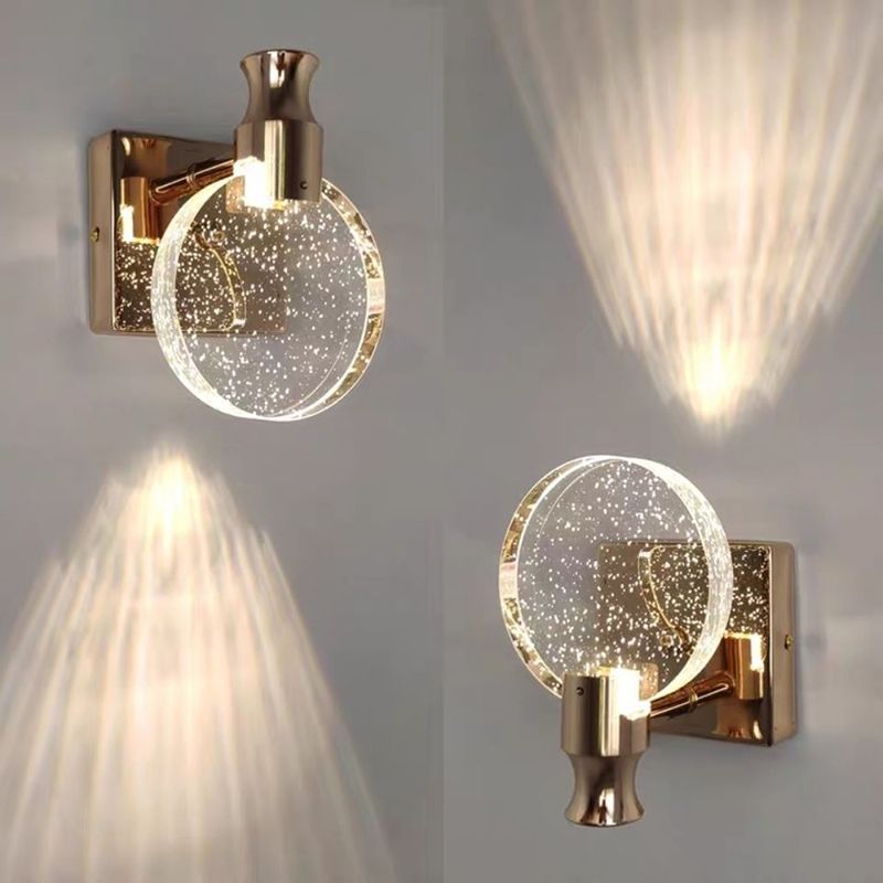 Light Luxury Crystal Wall Light Modern Simple Circle Led Wall Lamp for Living Room