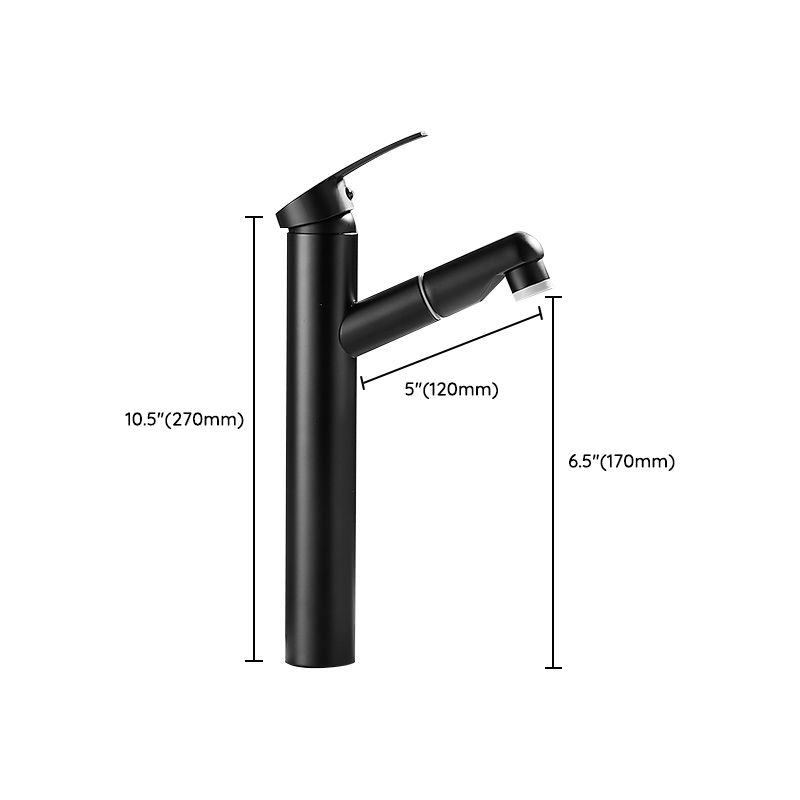Modern Bathroom Vessel Faucet Swivel Spout Single Handle Faucet with Pull down Sprayer