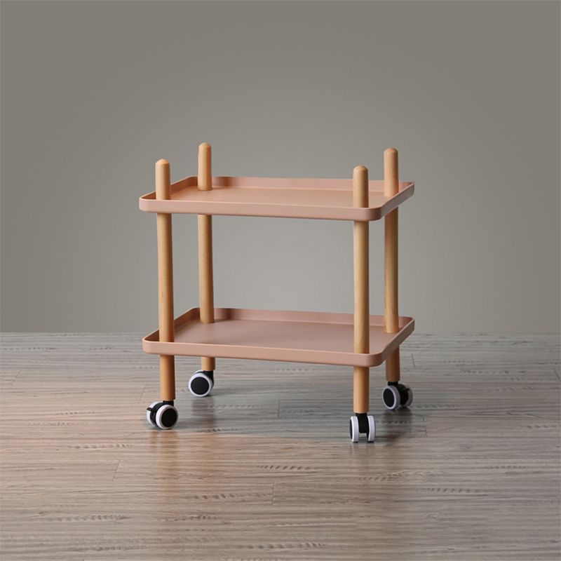 Modern 4 Legs End Table 2-Tier Wooden Accent Side Table for Living Room