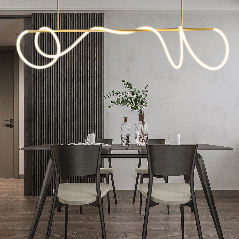 Post-modern Winding Lighting Hose Island Suspension Lamp 31.5" Length Minimalist Line Light for Living Room