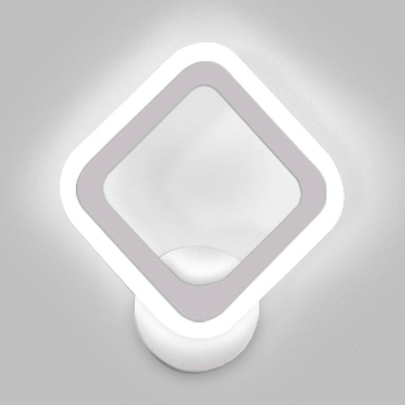 Square Shape Wall Lamp Modern Style Acrylic 1 Light Sconce in White