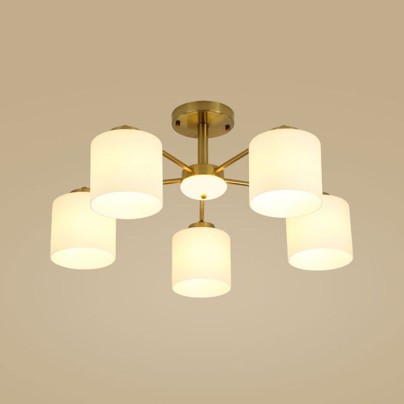 Luces de montaje de semi rascijada de estilo modernista Cilíndrico Cilindro de lámpara de techo de vidrio en oro