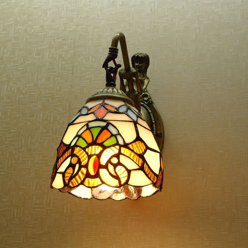 Brass 1 Head Wall Sconce Lighting Victorian Hand Cut Glass Geometry Wall Light for Dining Room