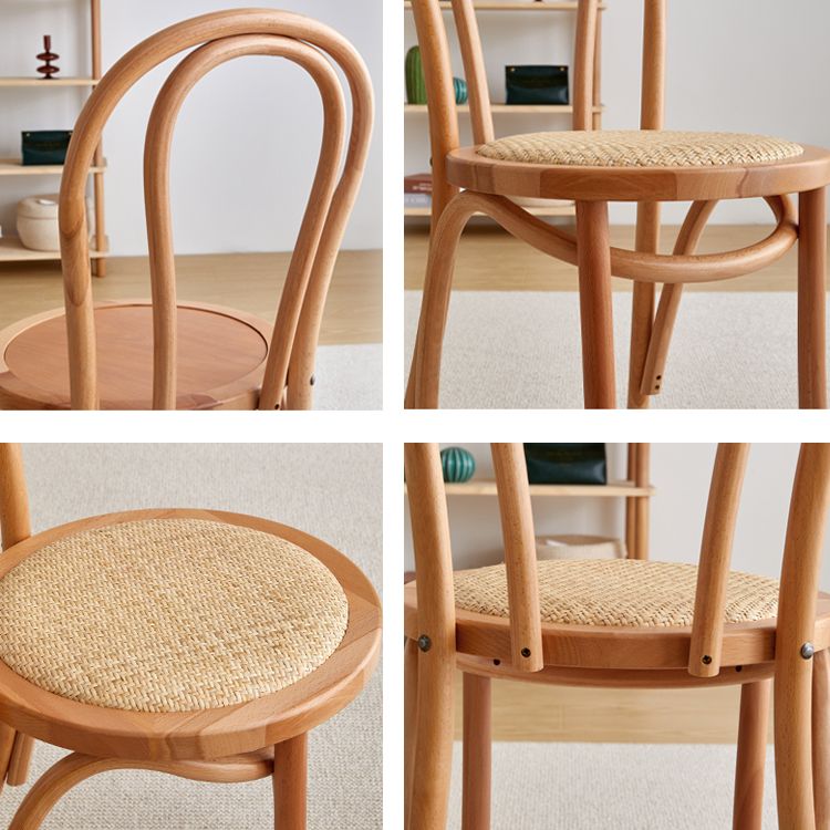 Silla de madera de haya maciza contemporánea, sillas de comedor de cocina con parte trasera Windsor