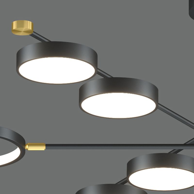 Araña LED moderna anillos múltiples luces de techo colgantes araña de metal orbe de metal