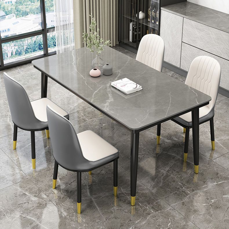 Casual Sintered Stone Standard Dining Table Rectangle Shape Dining Table for Kitchen