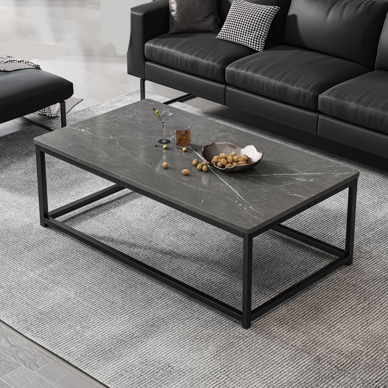 Modern Simple 1 Single Cocktail Table Rectangular Frame Coffee Table with Storage Shelf