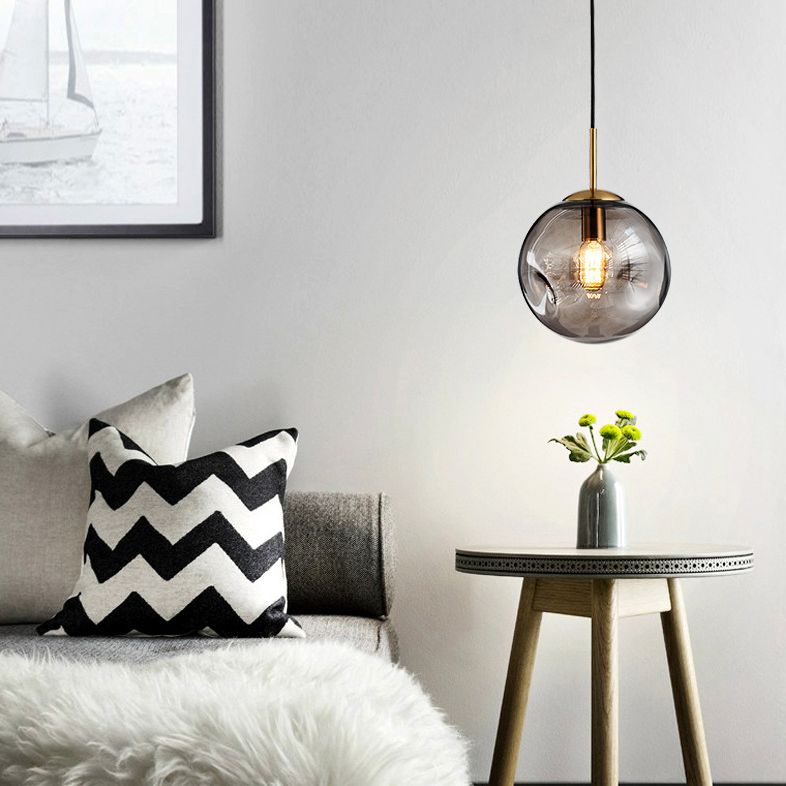 Creative Concave Design Globe Hanging Light 1-Light Nordic minimalisme Transparency Glass Suspension Lampe