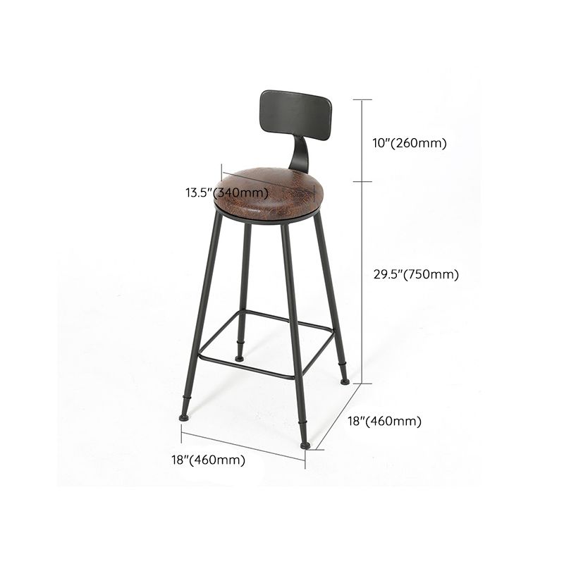 Armless Dining Stool Contemporary Bar Stool with Black Metal Base