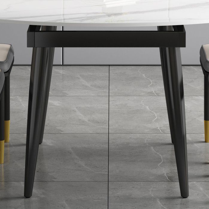 Glam Style Dining Table Stone Top Butterfly Leaf Dining Table