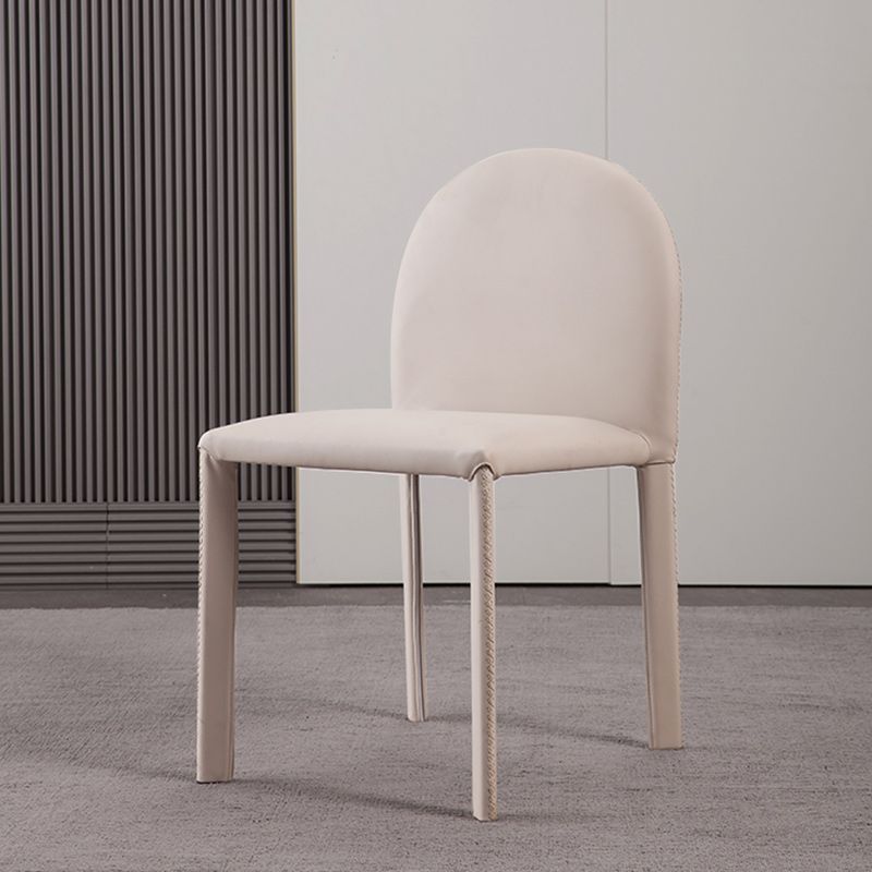 Minimalist Style Solid Back Armless Dining Chairs Leather Dining Chairs for Home