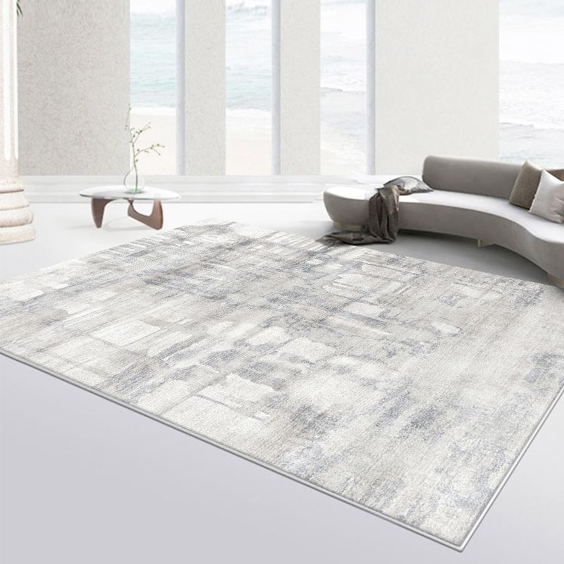 Variegated Gray Area Rug Modern Washable Carpet Polypropylene Non-Slip Area Rug for Living Room