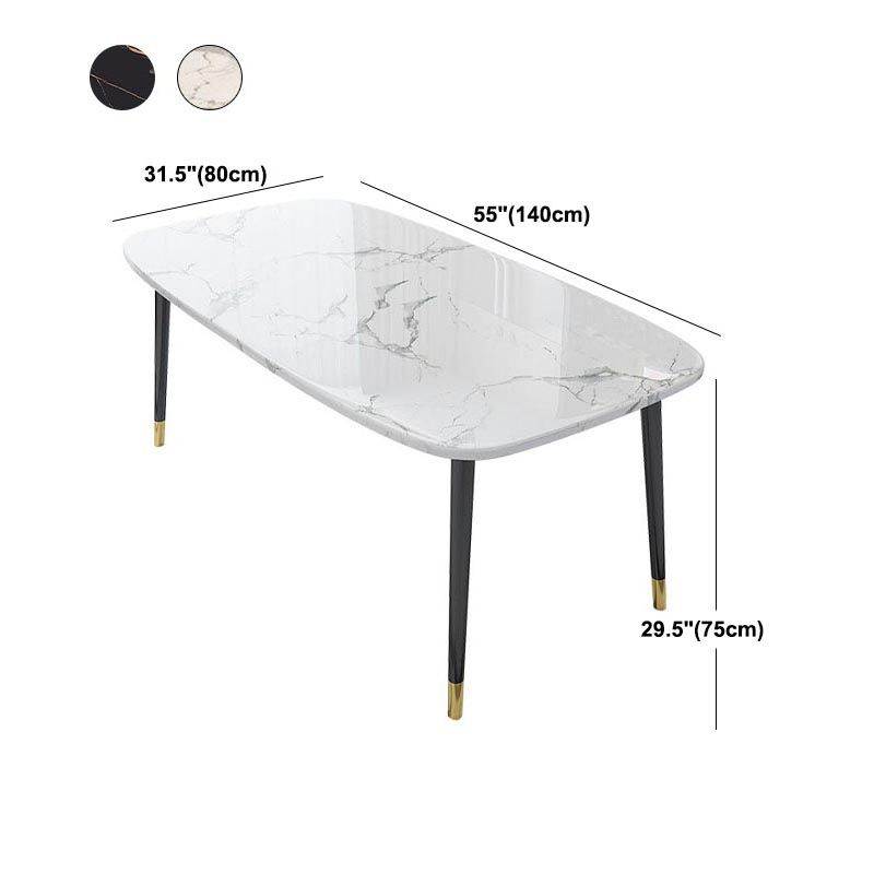 Glam Matte Finish Marble Table Home Rectangle Dining Table with 4 Legs