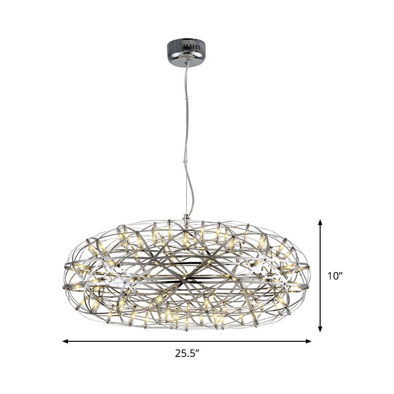 Chrome Disc-Shaped Chandelier Lamp Modern 16"/21" W LED Stainless Steel Hanging Lighting in Warm/White Light