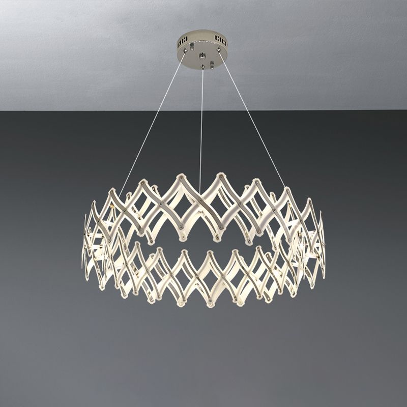 31,5 "/23,5" W Grid Kronleuchter zeitgenössischer Acryl -Esszimmer LED -Federung in Chrom/Gold, warm/weißes Licht