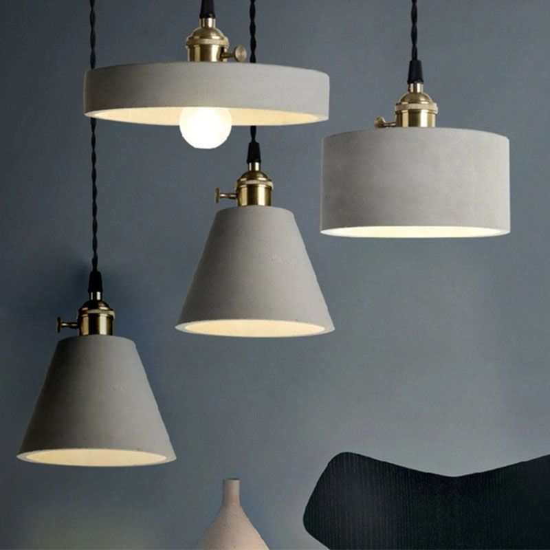 Geometrische Down -Beleuchtung Anhänger Moderner Zement 1 Licht hängende Leuchten in Grau