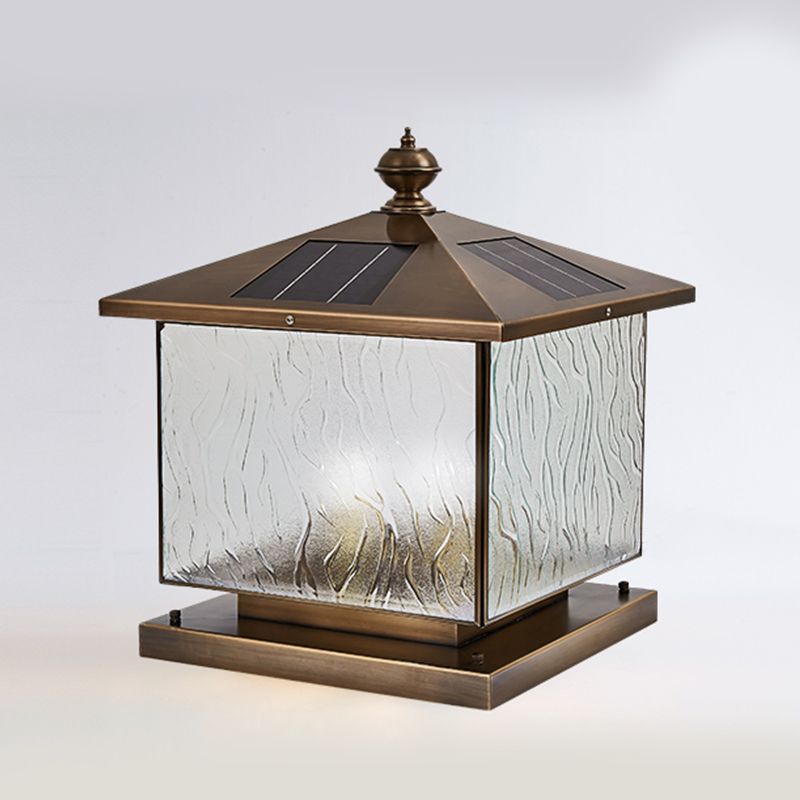 Square Shape Pillar Lamp Modern Brass Outdoor Waterproof Light