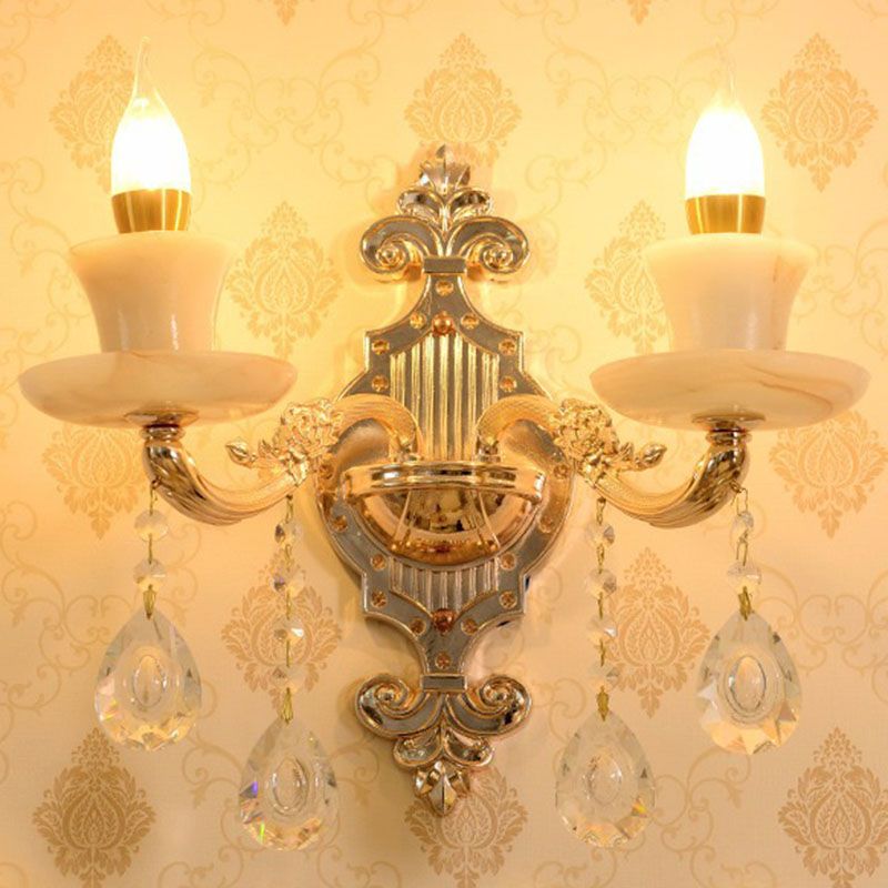 Glazen bloem wandmontage licht modernistische gouden wandlamp sconce met kristaldruppel