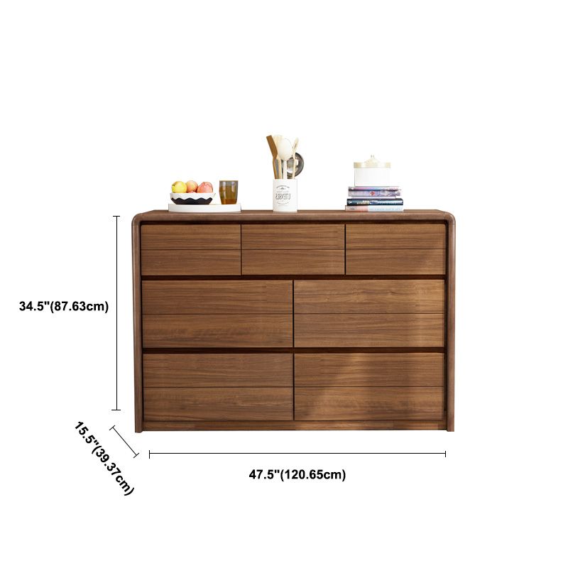 Modern Style Brown Storage Chest Dresser Solid Wood Chest with Drawers