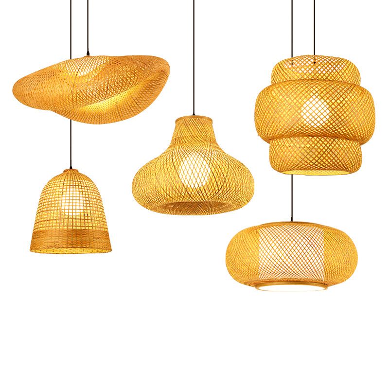 Modern Hand-Woven Suspension Pendant Light Rattan 1 Light Pendant Light