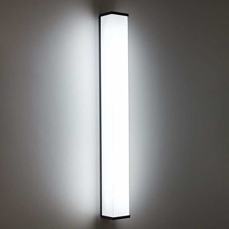 Modern Simple Style Retangular Shade Wall Sconce Metal and Glass 1 Light Sconces in Black Finish