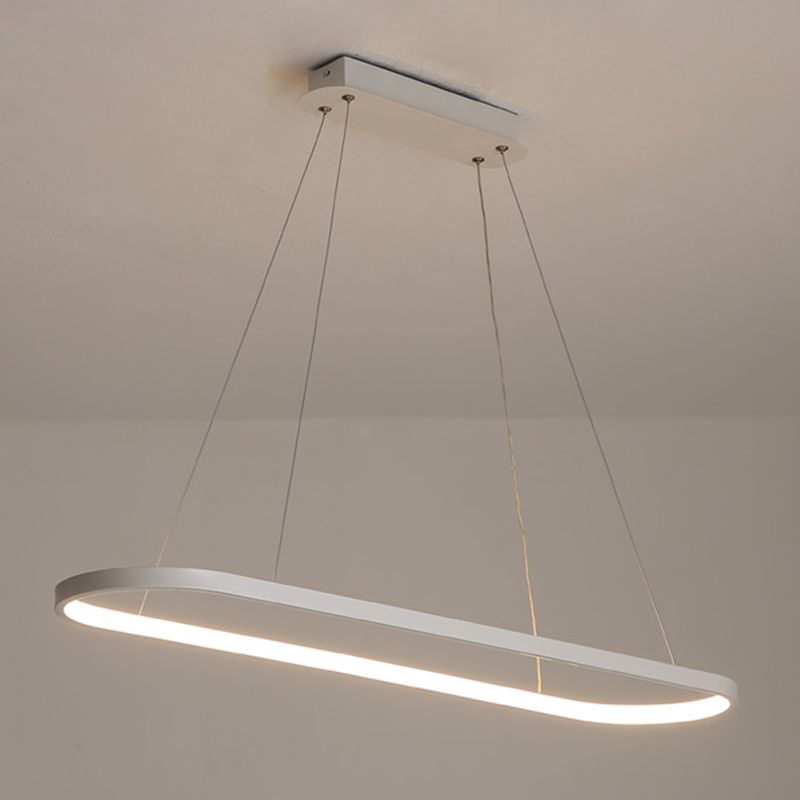 Contemporary Style Linear Shape Island Light Metal 1 Light Hanging Pendant Light in White