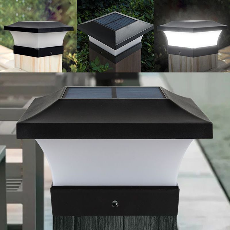 Black Contemporary Metal Pillar Lamp Square Shape Outdoor Waterproof Light