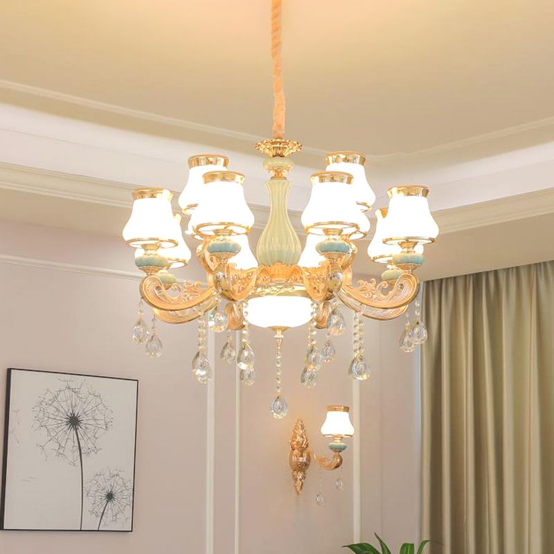 Lámpara de oro de vidrio tirado a mano brote de luz retro de luz retro con acento de cristal