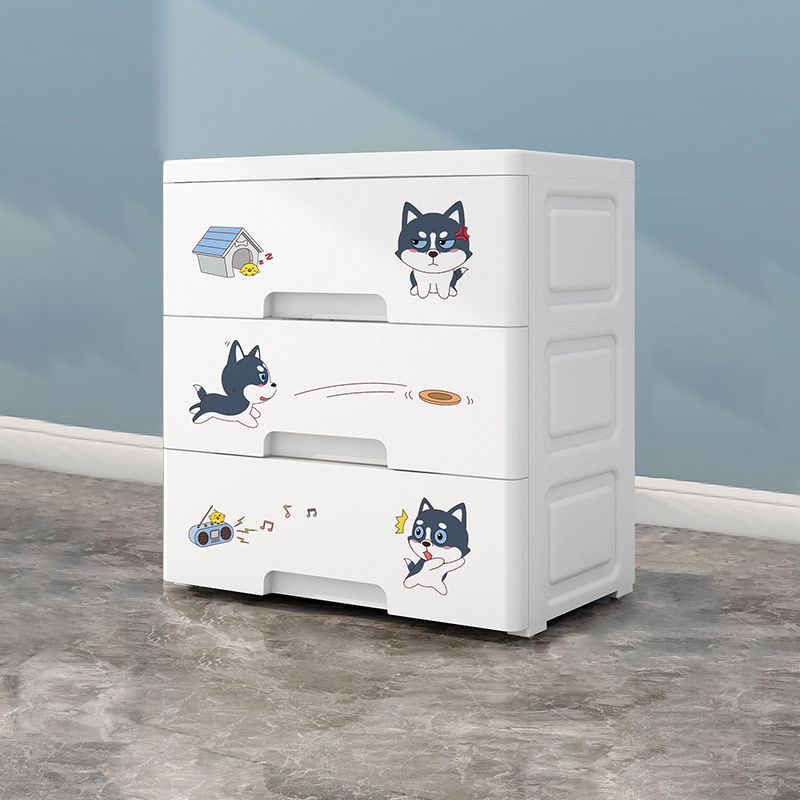 Contemporary Wardrobe White Color Plastic Wardrobe Closet with Drawers