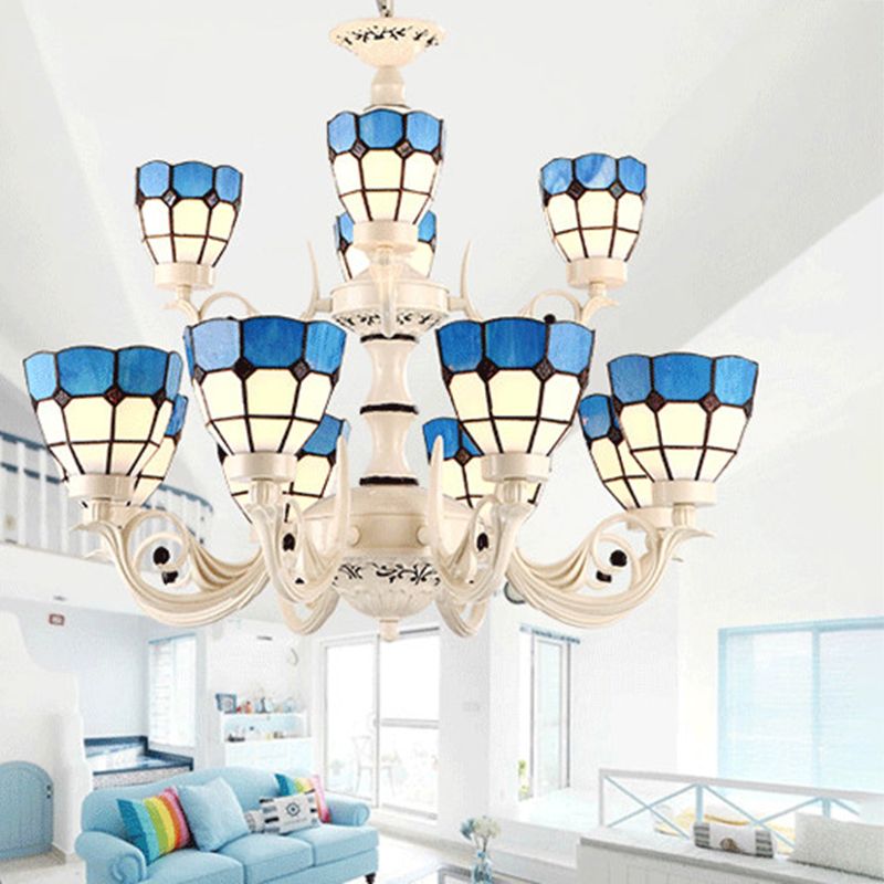 Multi -Light -Schüssel Ast Hanging Lights Tiffany Style Glasshänge Beleuchtung für Schlafzimmer