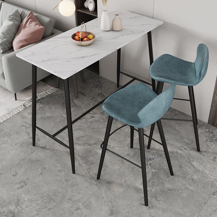 Modern Bar Table Set 1/2/3 Pieces Stone Rectangle Bar Set with Upholstered Stools