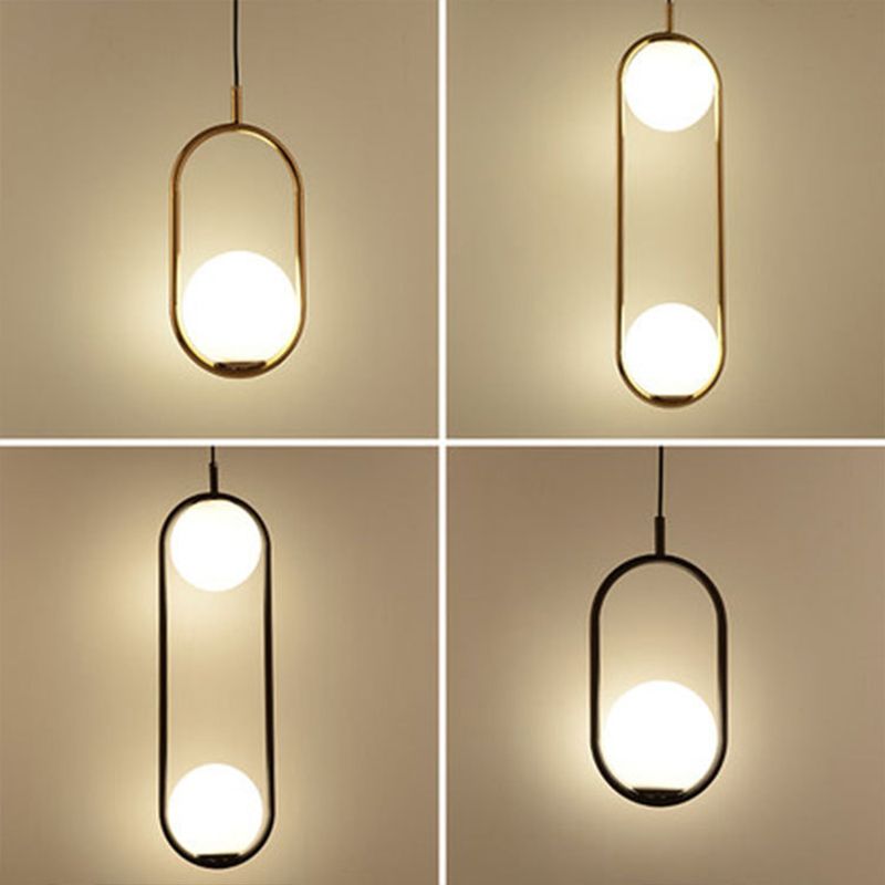 Glass Ball Shaped Hanging Lamp Kit Modern Style 1 Light Suspension Pendant