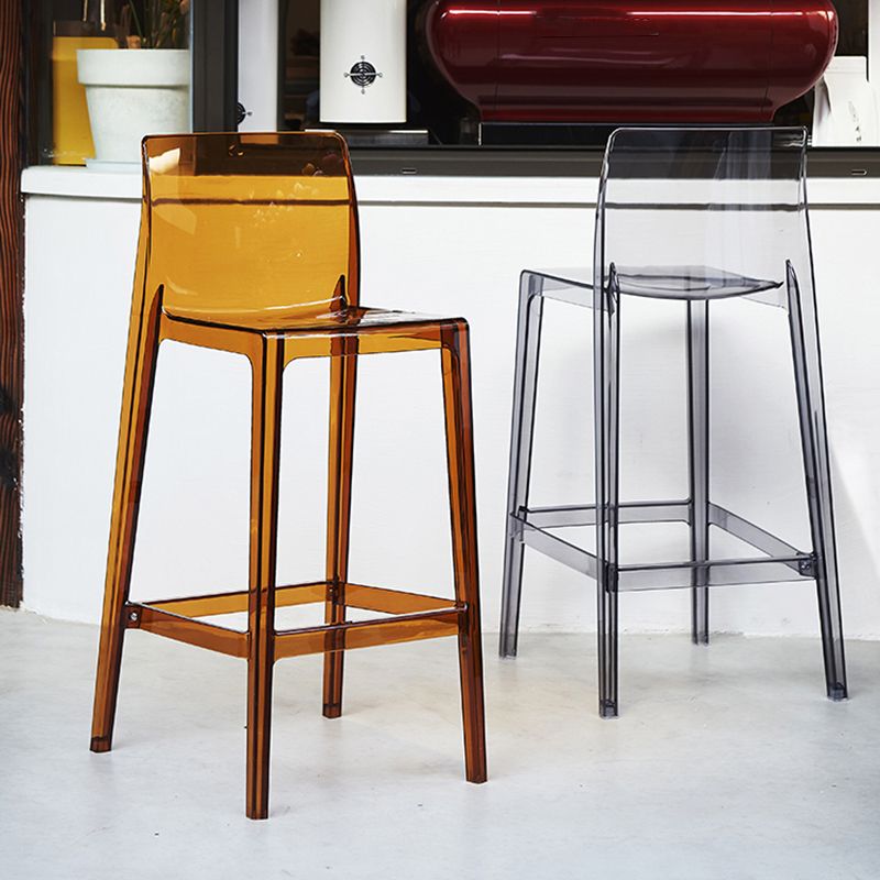 Contemporary Acrylic Low Back Armless Bar Stool with Footrest