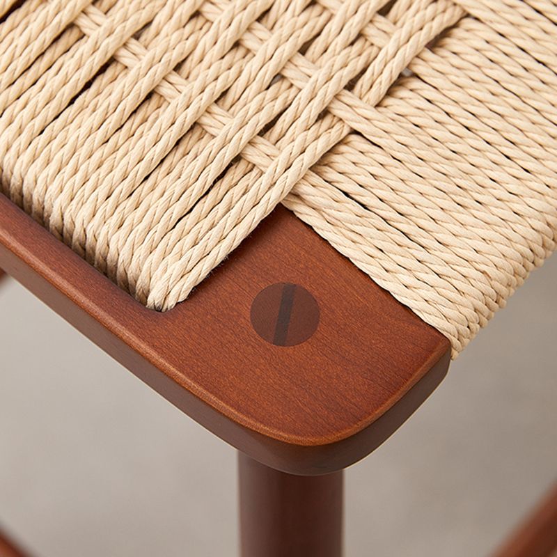 Contemporary Cherry Solid Wood Backless Bar Stool with Footrest