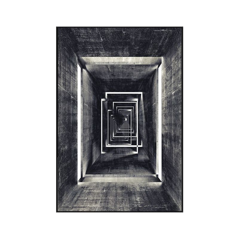 Dark Color Building Art Print Textured Scandinavian Living Room Canvas, Multiple Sizes