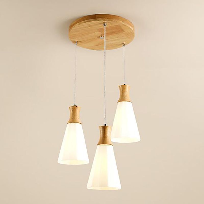 Moderner Stil hängend hängendes helles Holz und Glasanhänger Licht für Schlafzimmer Küche